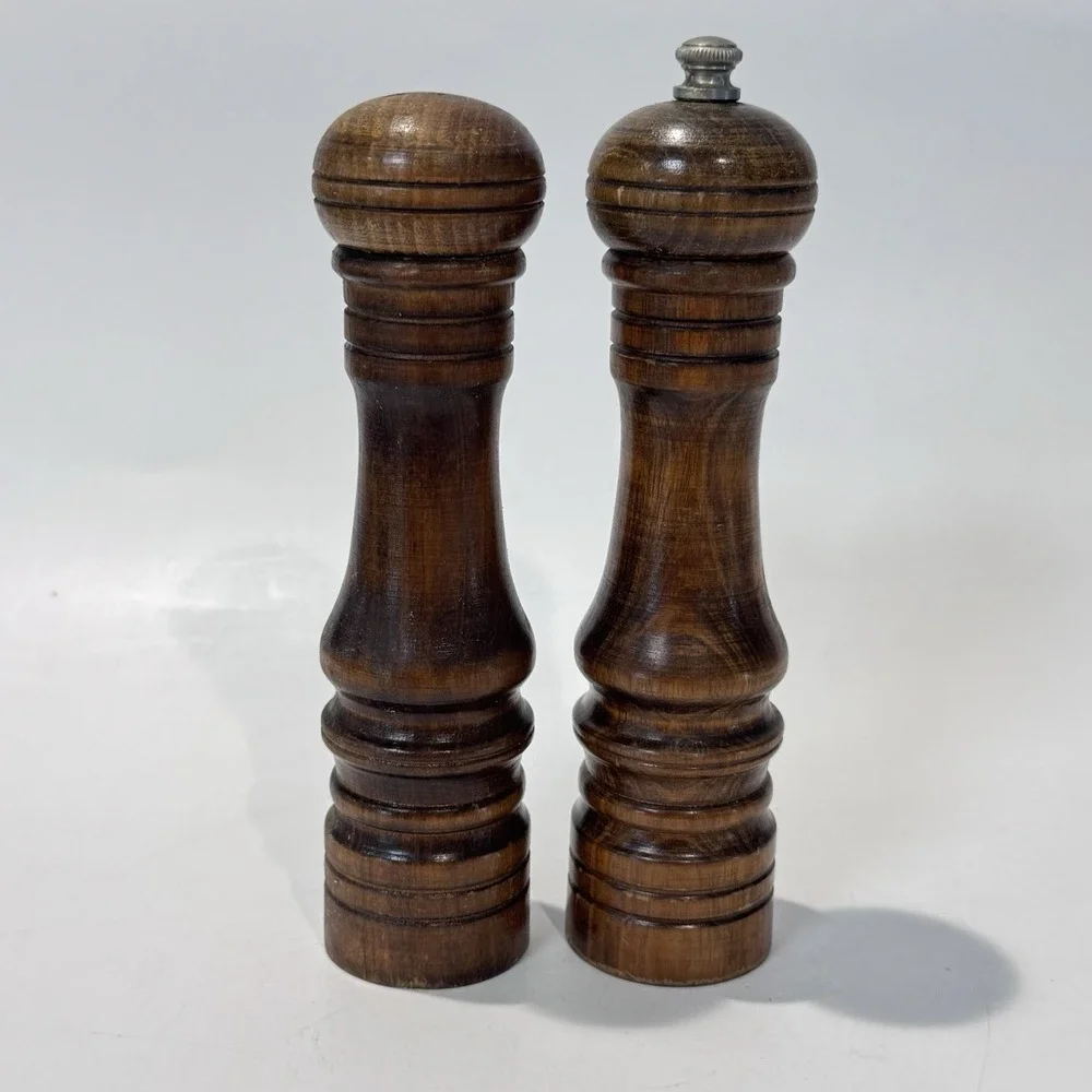 Vintage Princess House Wood Salt & Pepper Grinder Shaker Set Japan‎ Mid Century
